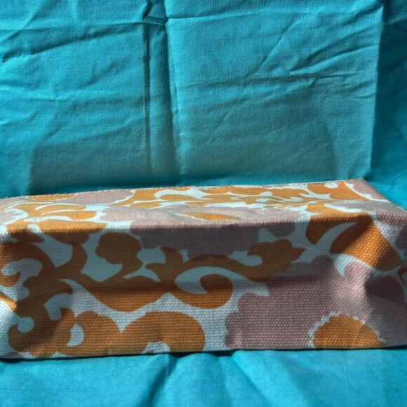Pink Floral & Orange Scroll Canvas Bag Pouch See Pics for Measurements - Picture 4 of 9